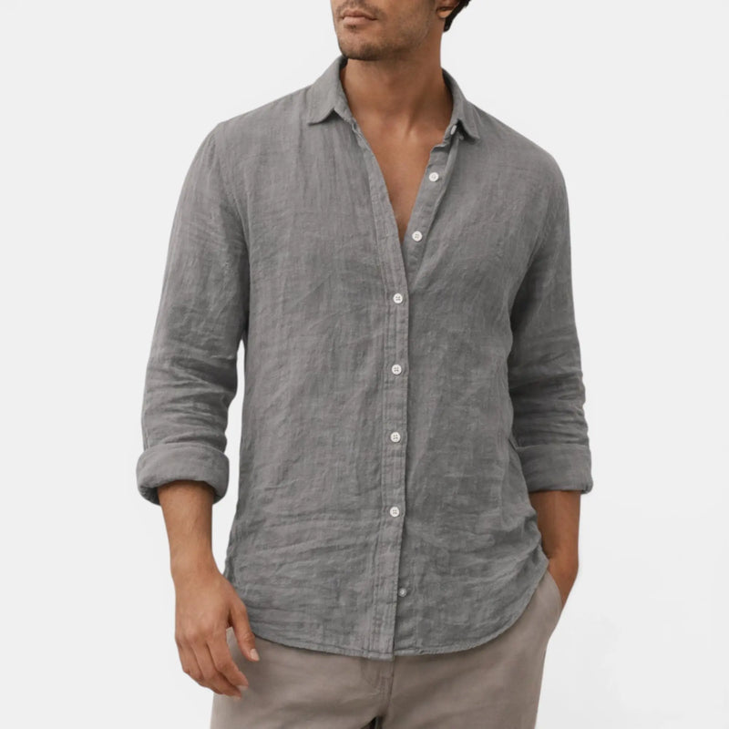 Léonie Chemise Col Ouvert, Manches Longues, Coupe Régulière, 6 Coloris pour Femme - Gris
