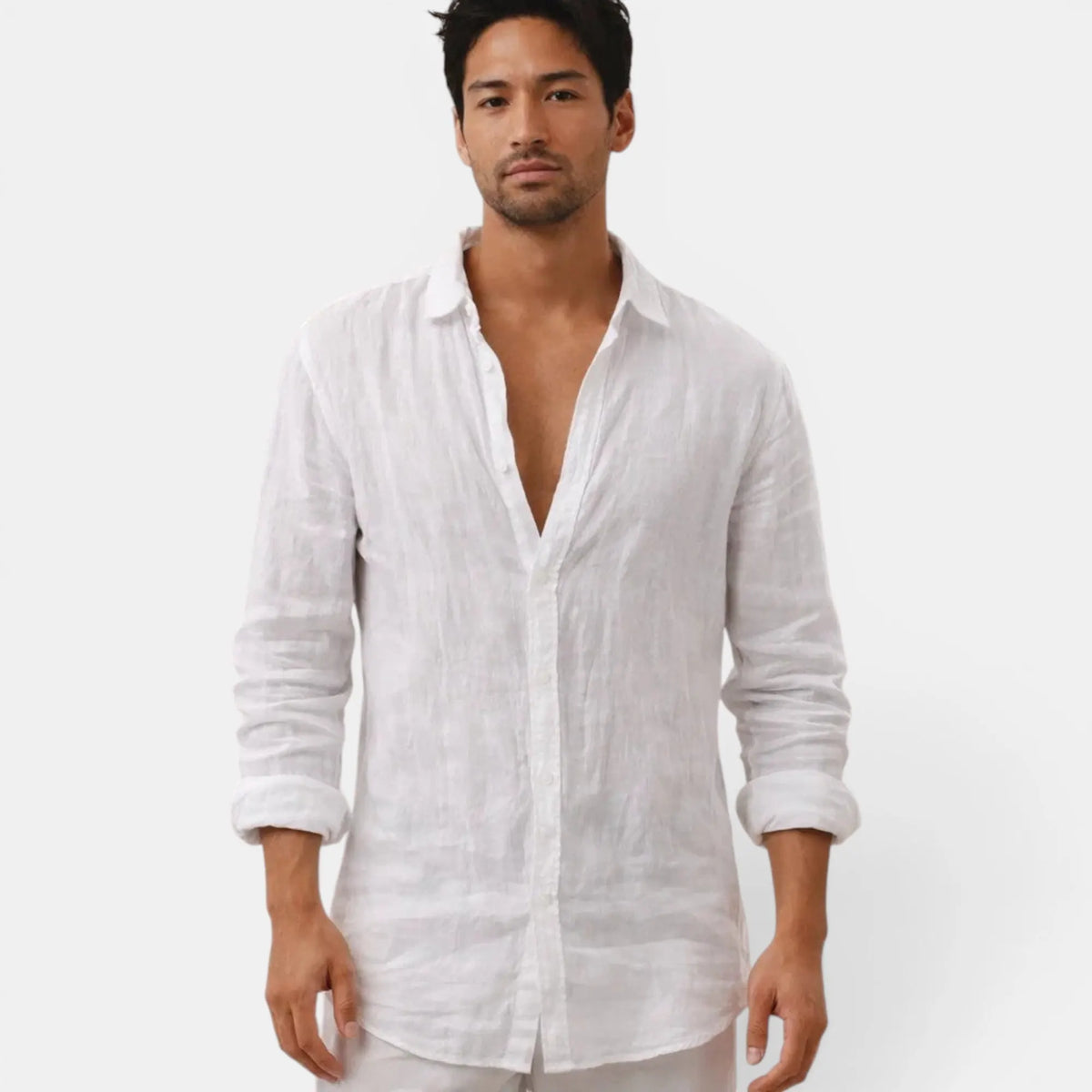 Léonie Chemise Col Ouvert, Manches Longues, Coupe Régulière, 6 Coloris pour Femme - Blanc