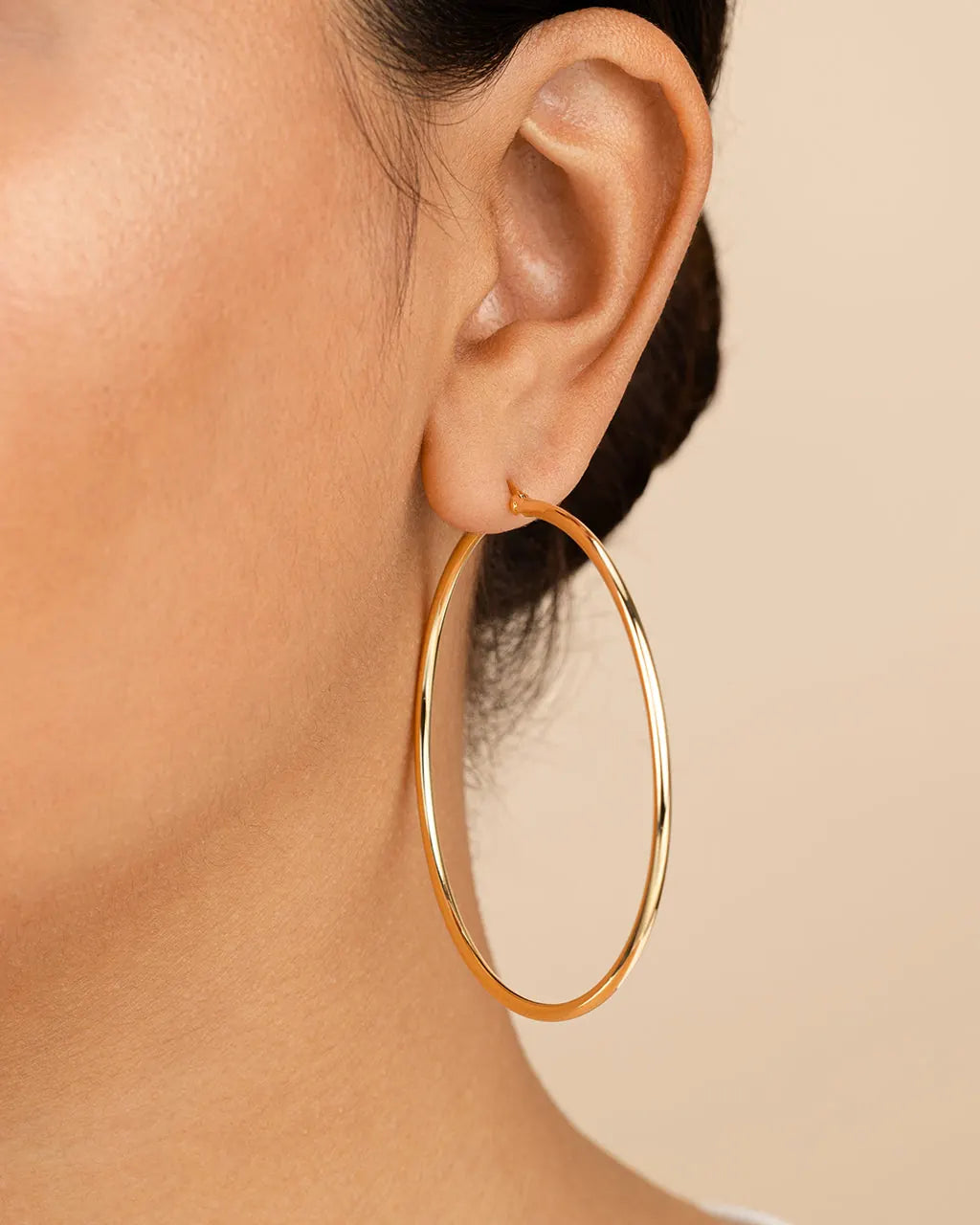 Mireille Boucles d'Oreilles Créoles Classiques en Argent Sterling pour Femme - Or Rose