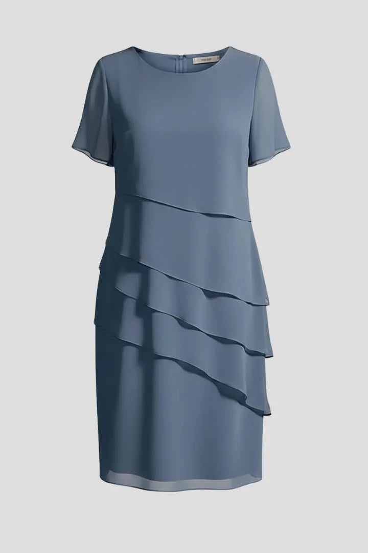 Esme Robe à Empiècement Devant, Manches Courtes, Ourlet Droit pour Femme - Bleu