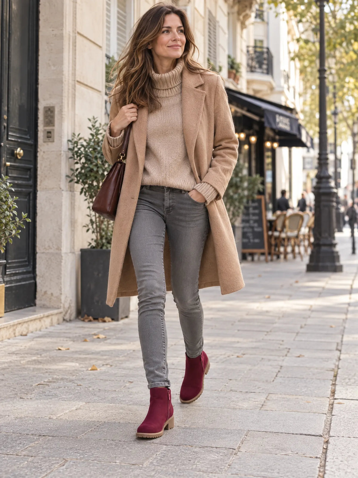 Ottoline Bottines en Suédine Doublées Peau Lainée Synthétique pour Femme - Bordeaux